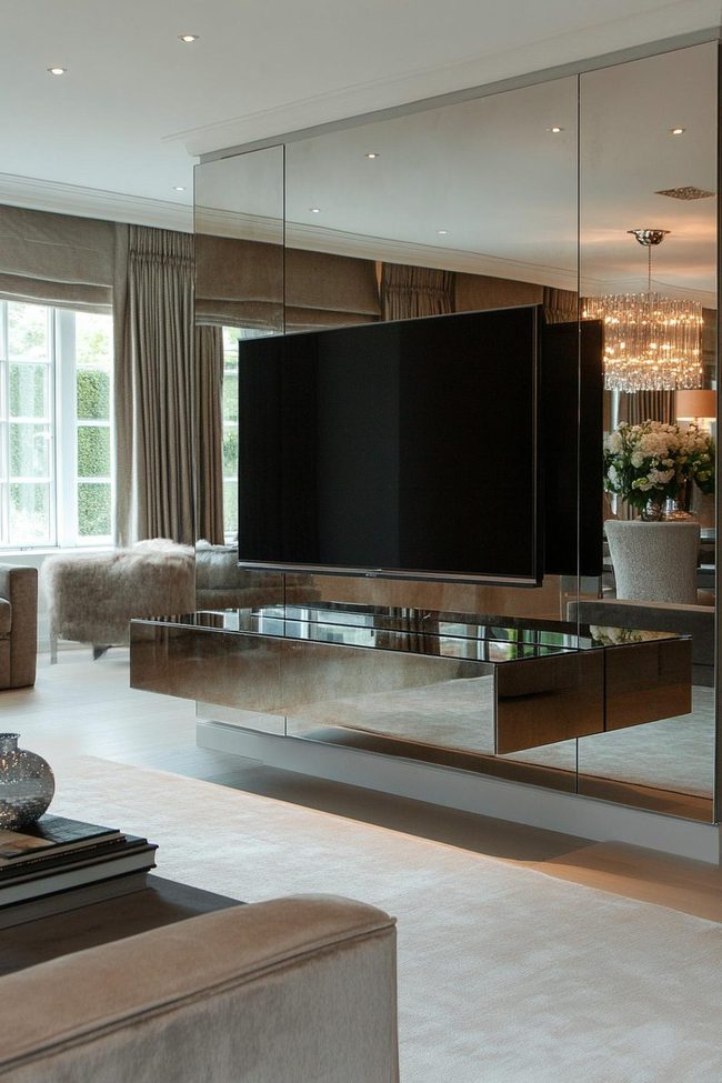Silver Mirror Wall-Mounted Console