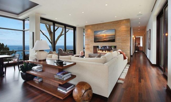 Warm Wood And Stone Gathering Space