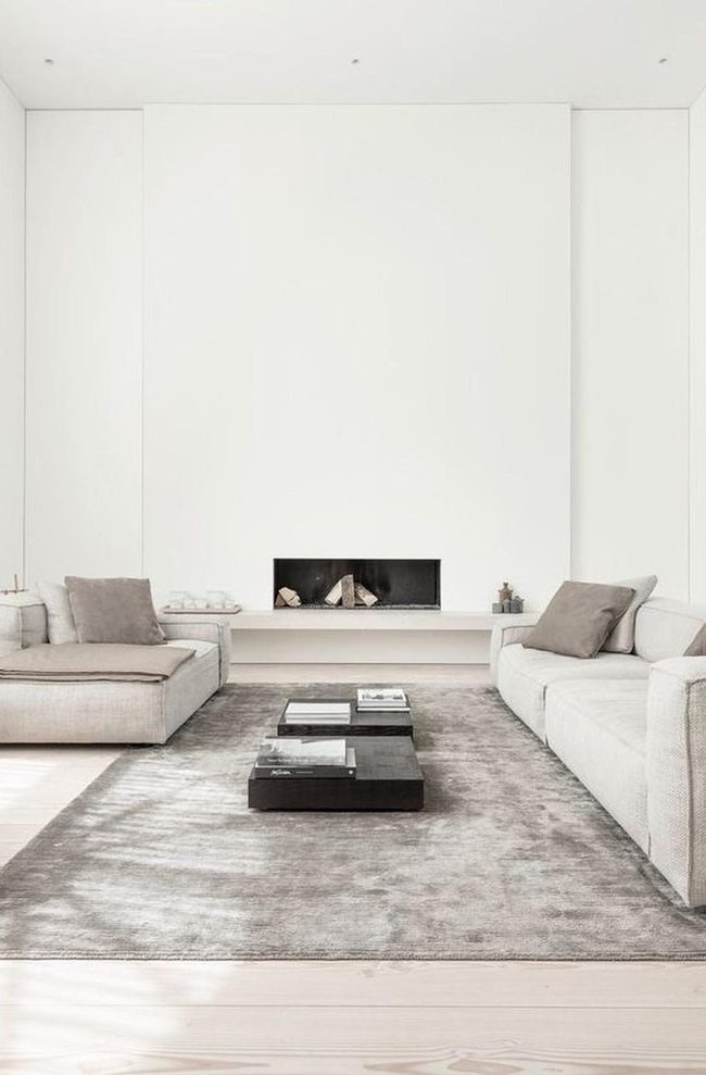 Wall-Mounted Fireplace Brightens Modern Interior
