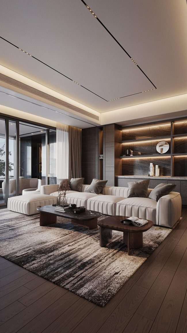 Sunken Living Room With Concrete Floors