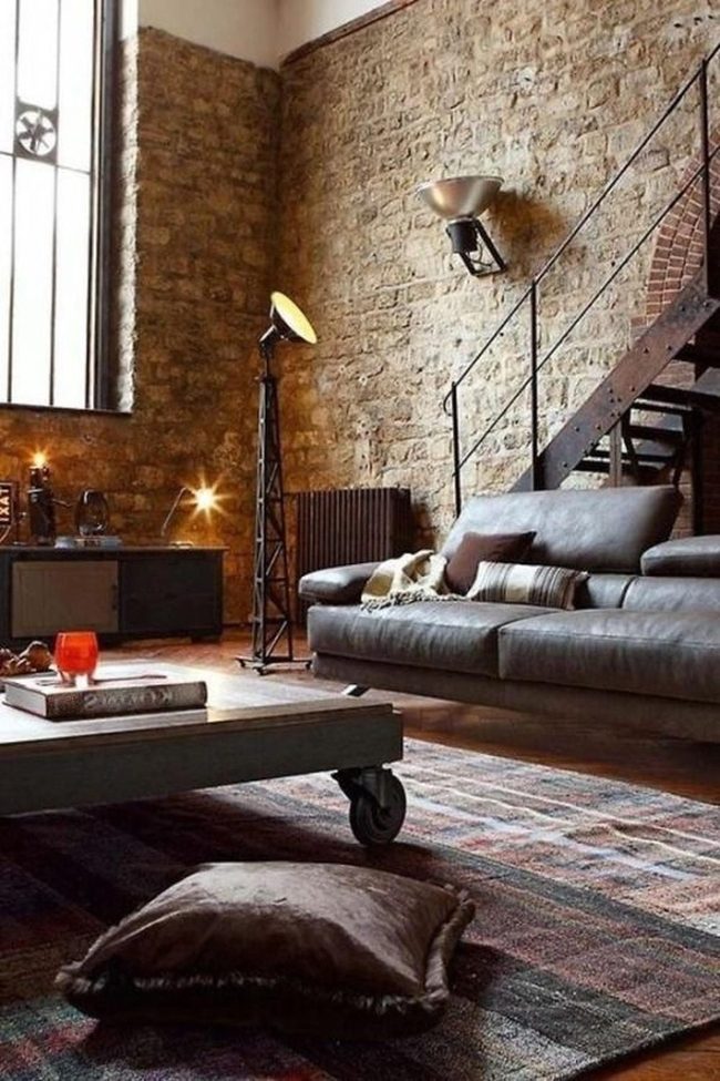 Stone Walls Metal Stairs Industrial