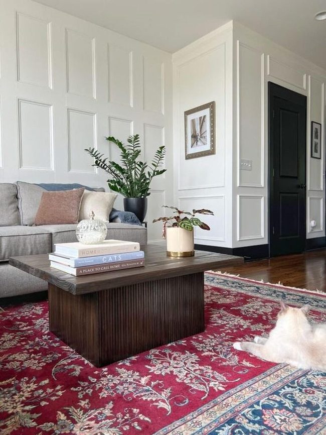 White Panels, Red Rug, Green Plants
