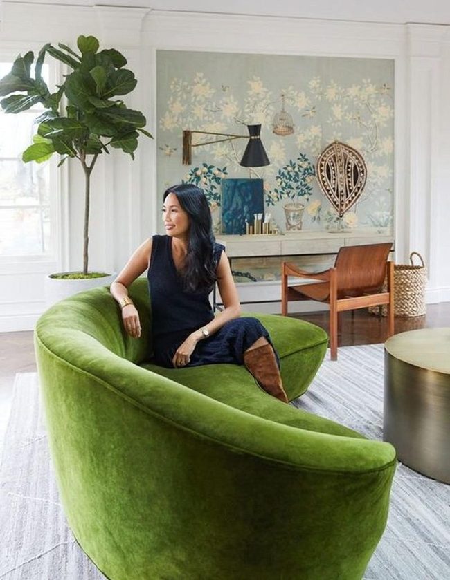 Green Curved Sofa Steals The Show