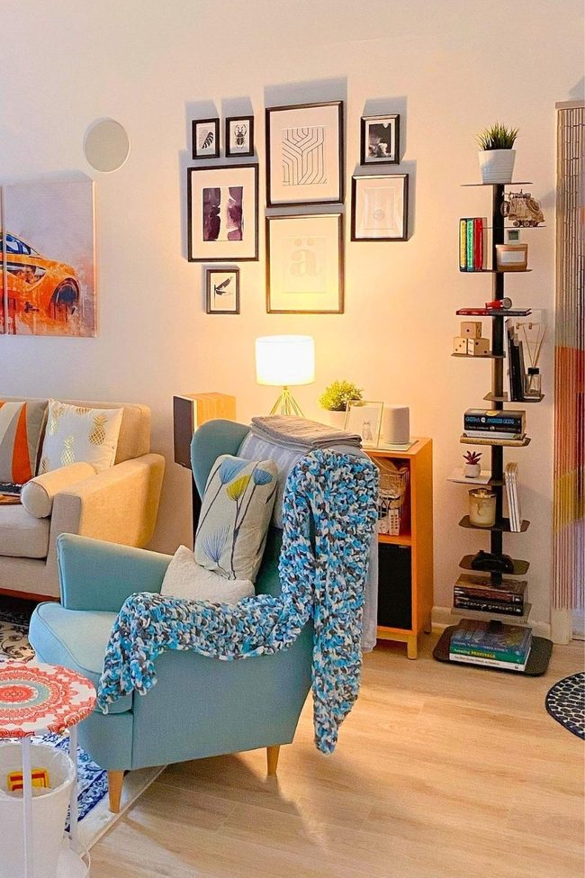 Blue Armchair Gallery Wall Corner