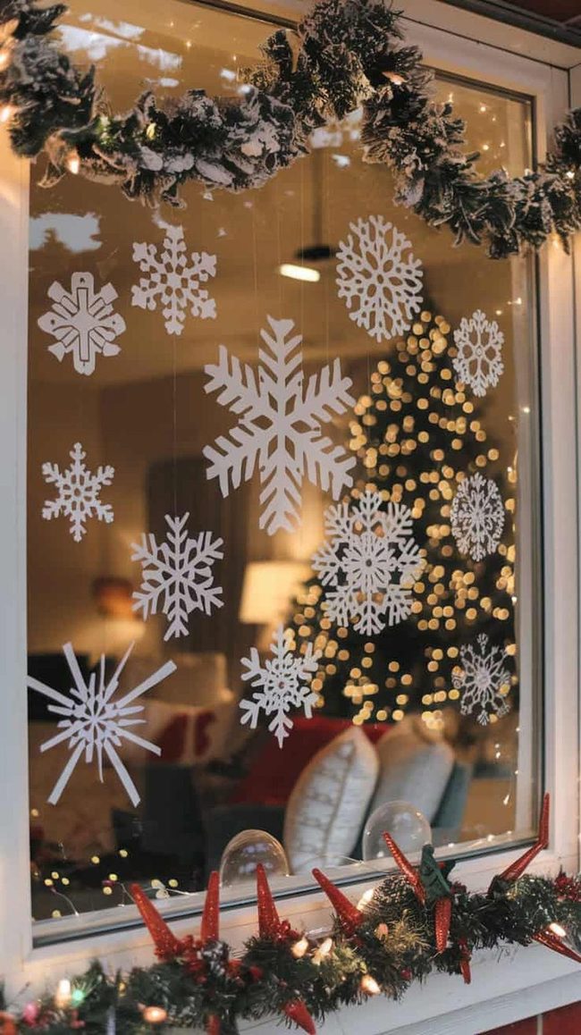 White Paper Snowflakes Shimmer