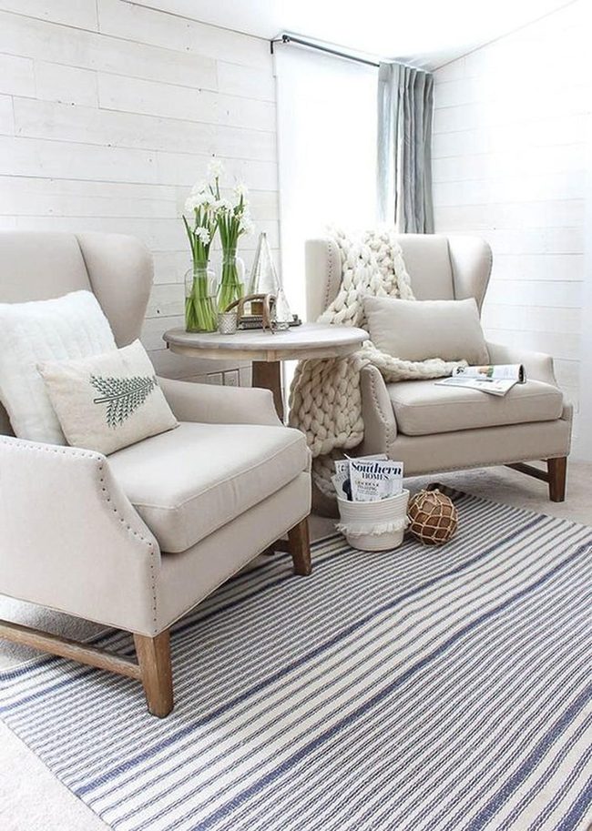 Beige Armchairs With Wooden Warmth