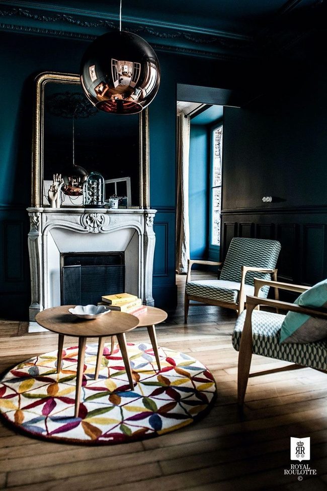 French Mirror Above Fireplace