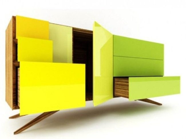 Yellow And Green Mid-Century Storage