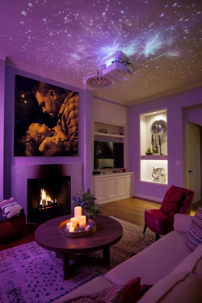 Starlit Ceiling Above Fireplace Glow