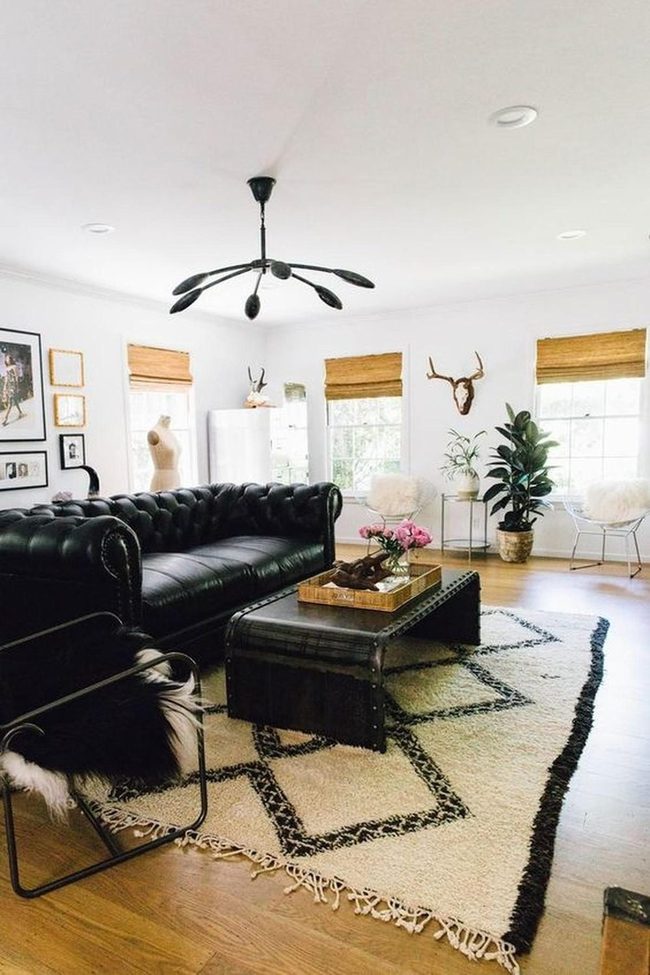 Black Leather Minimalist Living Space