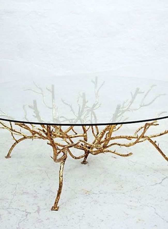 Gold Twisted Base Glass Table