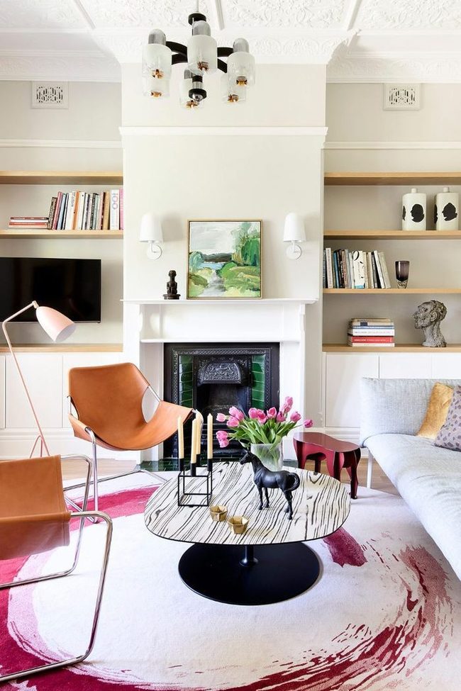 Abstract Rug Pops White Walls