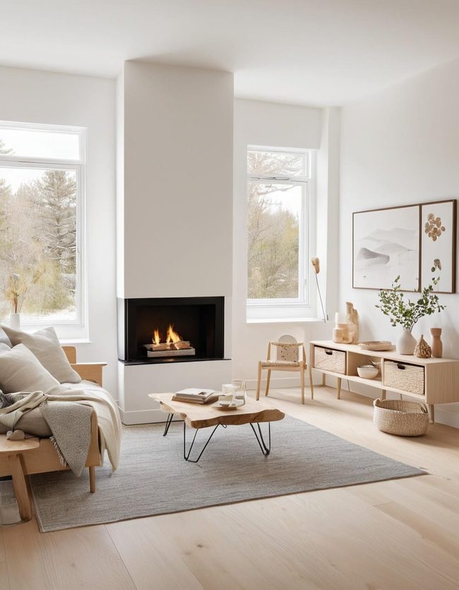 Radiant Timber and Crisp White Serenity