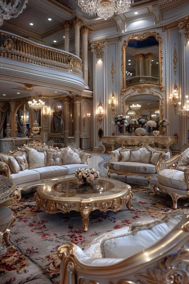 Ornate Mirrors Crown Pastel Grandeur