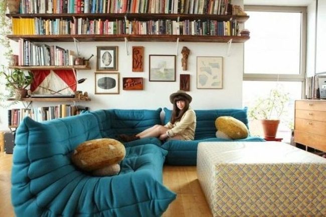 Deep Blue Sofa, Yellow Warmth