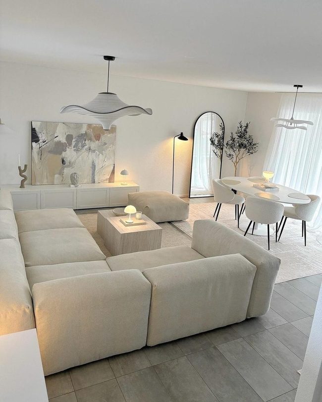 Beige Serenity With Sculptural Pendant