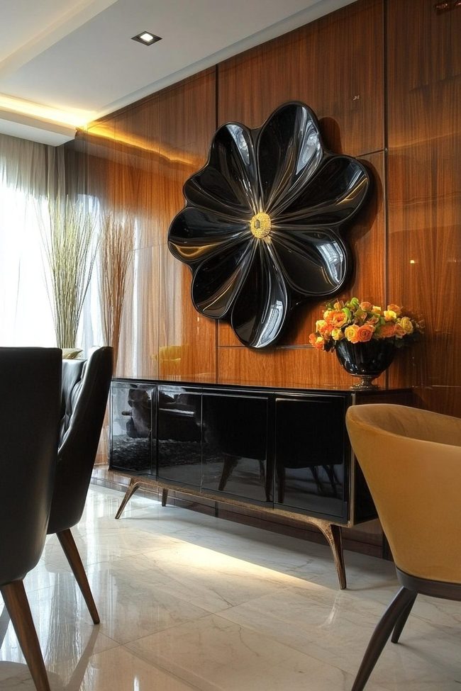Matte Black Buffet Anchors Space