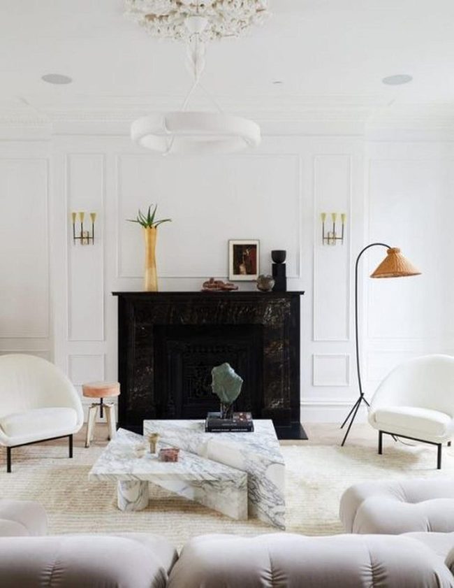 White Room Black Chairs Marble