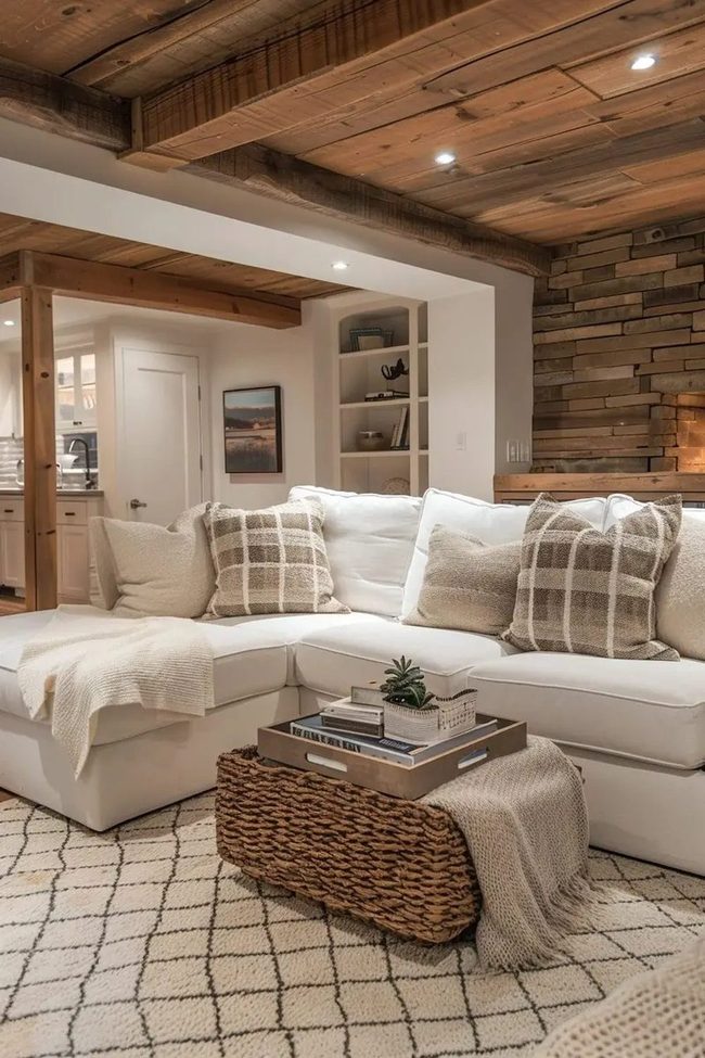 Wooden Beams Meet Modern White