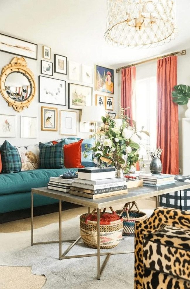 Teal Sofa Patterned Layers Delight