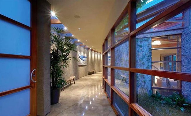 Green Views Through Wood And Concrete