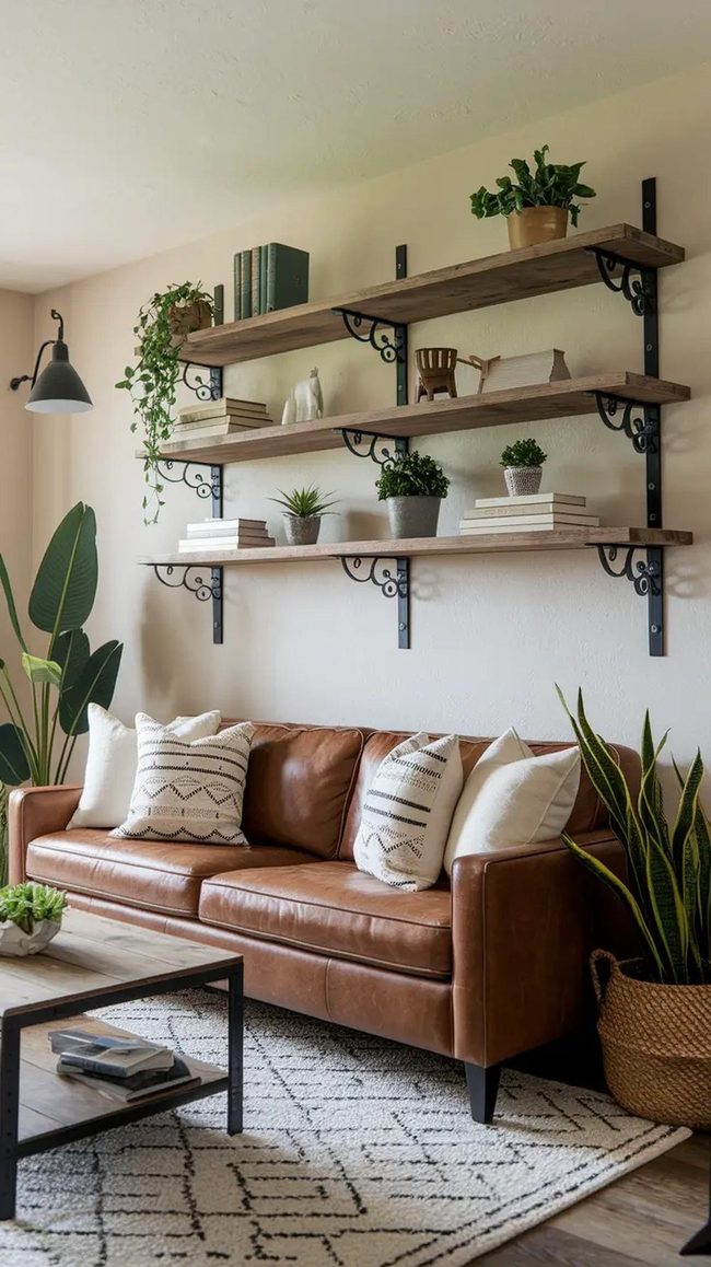 Reclaimed Wood Shelves Black Brackets