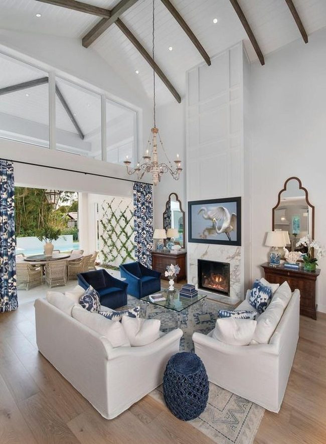 Bird Art Over Modern Fireplace