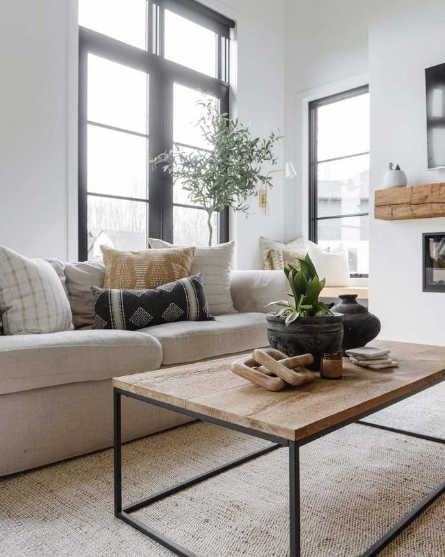 Linen Couch With Layered Pillows