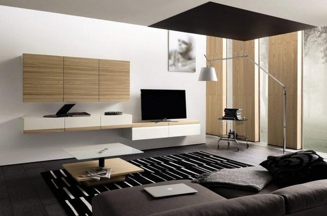 Black And White Striped Floor Statement
