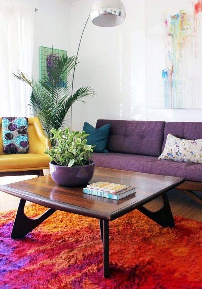 Purple Seating, Yellow Statement Chair