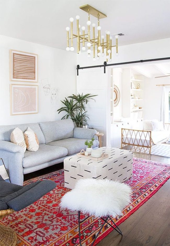 Sliding Barn Doors Gold Chandelier