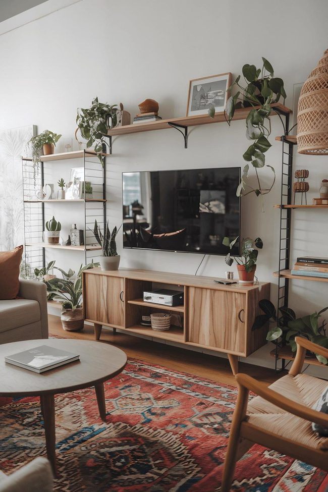 Rust Pillows Against Neutral Beige Sofa