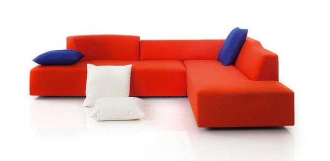 Curved Modular Sofa In Red