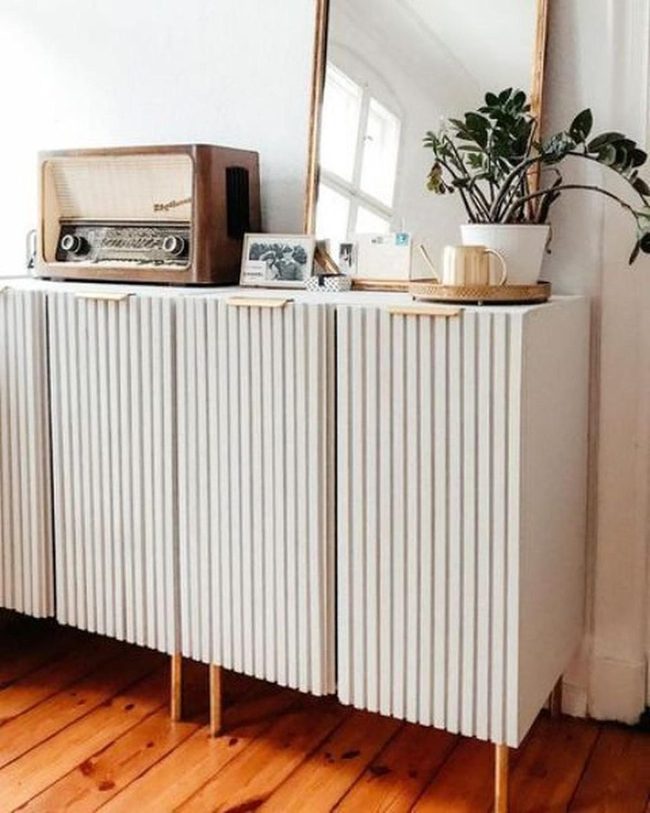 White Grooved Cabinets Vintage Inspired Corner