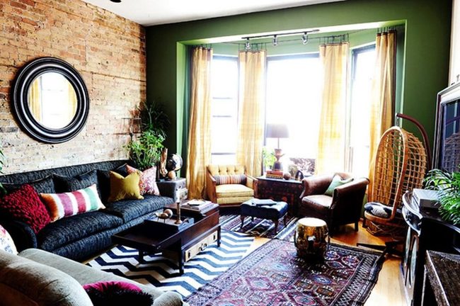 Dark Sofa Red Gold Green