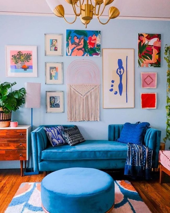 Light Blue Walls, Colorful Art