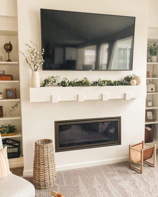 White Fireplace Natural Texture Balance