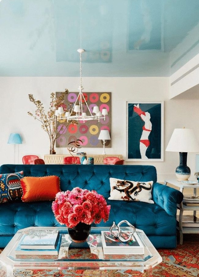 Blue Couch With Colorful Accent Energy
