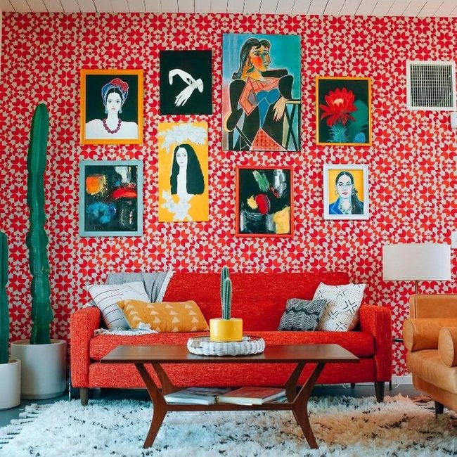 Red Geometric Energy Living Room