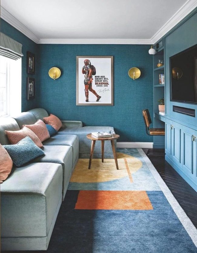 Teal Walls Bold Geometry Deadpool