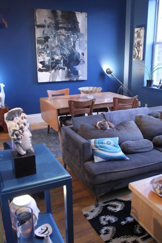 Deep Blue Walls With Natural Warmth
