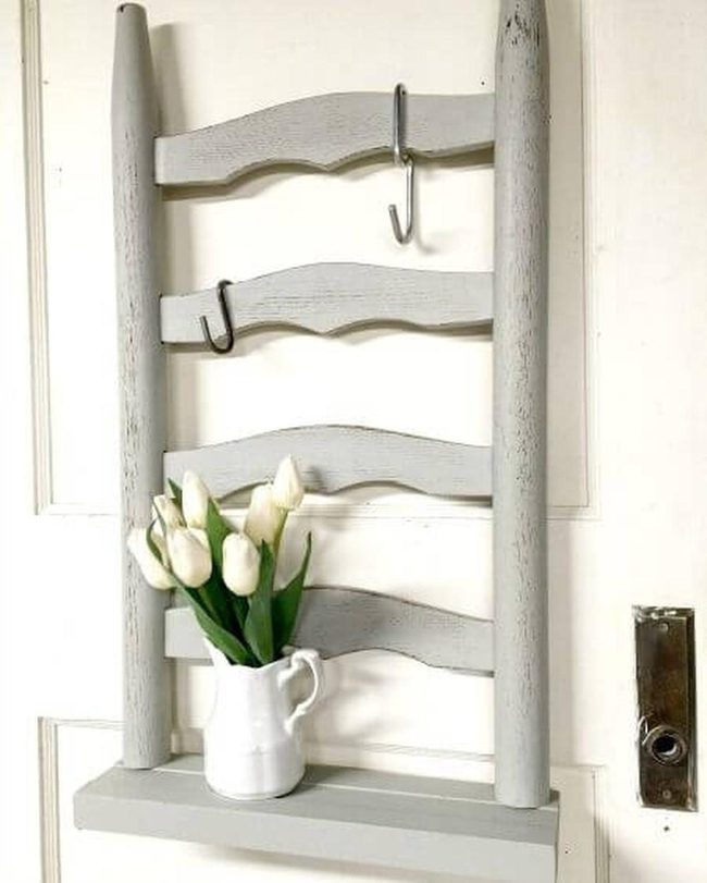 Gray Chair Wall Shelf Storage