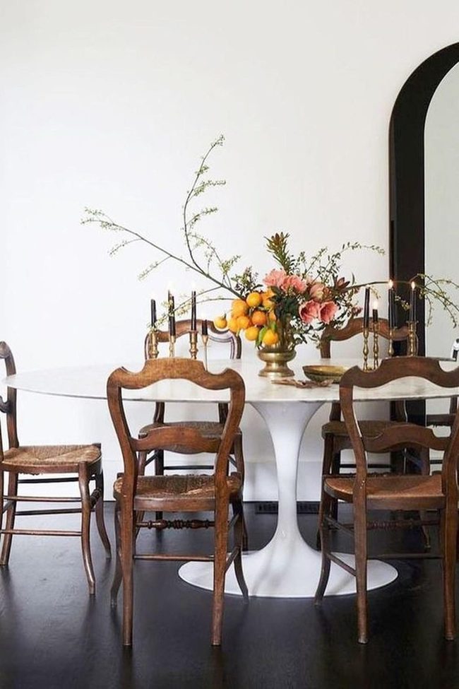 White Table Dark Floor Elegance