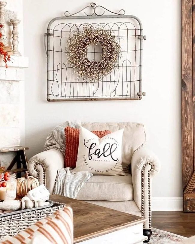Golden Leaves on Weathered Frame