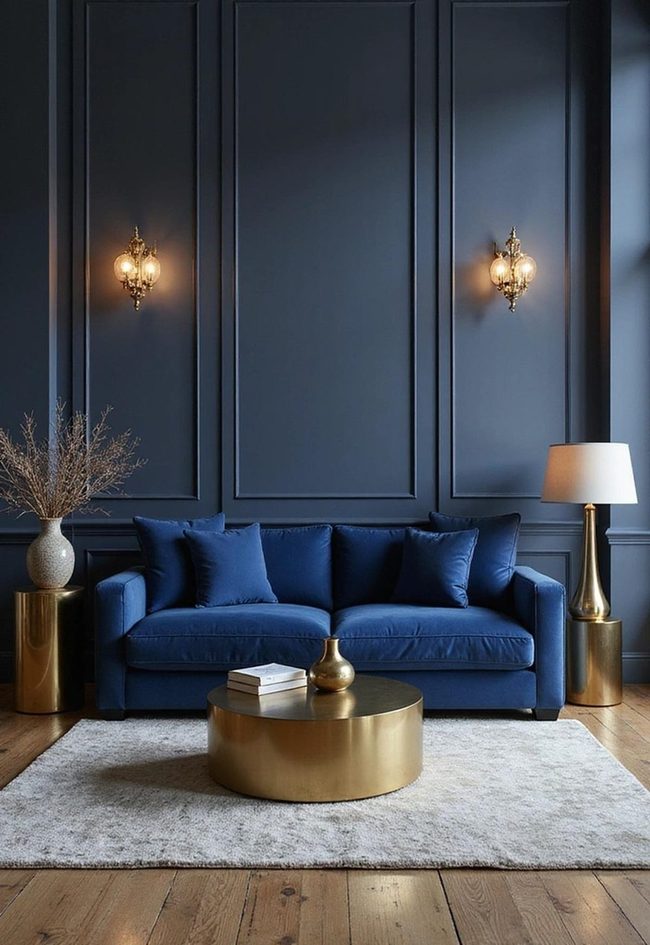 Navy Blue Meets Metallic Gold