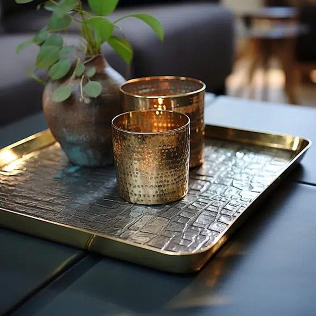 Gold Ornamental Tray Centerpieces