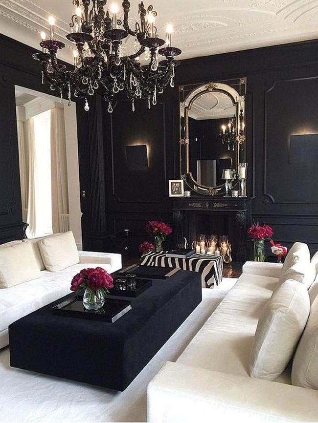 Black Walls White Furniture Red Accents