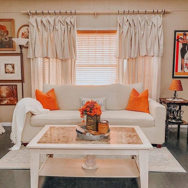 Orange Gallery Wall Living Room