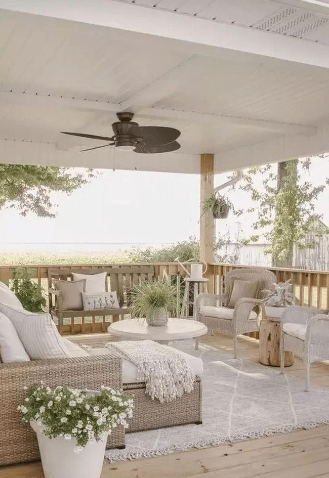 White Wicker Porch Paradise