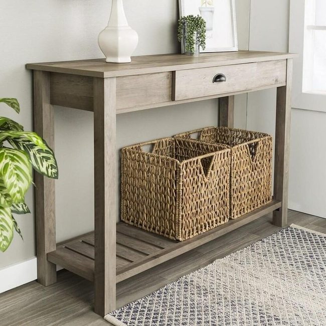 Warm Wood Entryway Display